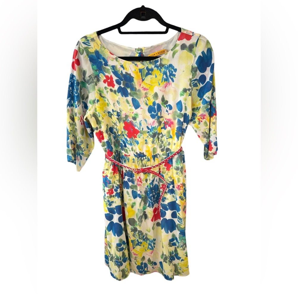 Alice and Olivia floral 3/4 sleeve dress